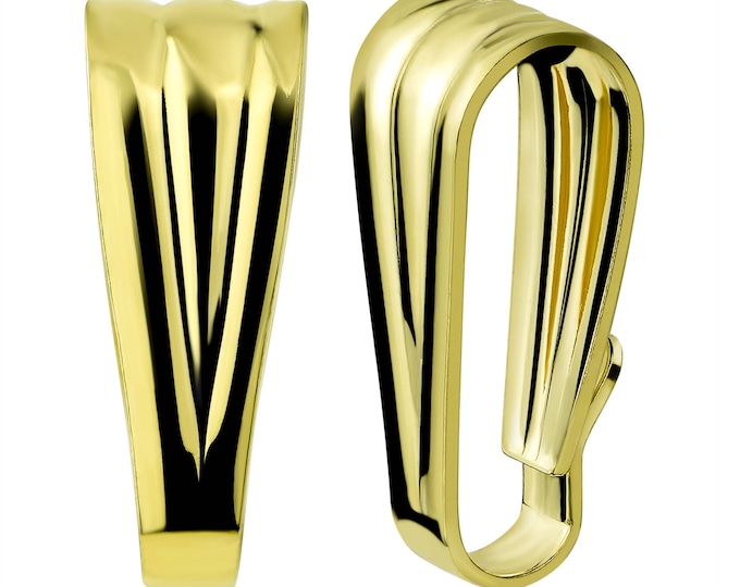 14K Solid Gold Bail Pendant Closure, Triangle Shape,