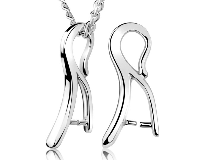 Silver Clamped Bail DIY Pendant Closure Gemstone Pendant Bail