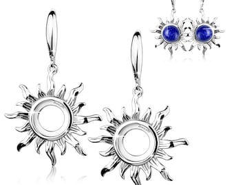 Silver Earring Blanks 10 mm – Sun Rays Round Bezel Setting Base | DIY & Keepsake Jewelry Findings