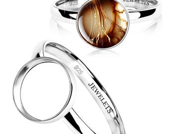 Sterling Silver Ring Blank – 10 mm Round Bezel Cup | 925 Silver Base for DIY Resin, Cabochon & Keepsake Jewelry