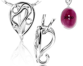 925 Sterling Silver Pendant Bail – Rhodium Plated – Filigree Decorated – For 3.5 mm Cord or Chain