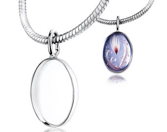 Silver Pendant Blank – 10×14 mm Oval Bezel Cup Base | Rhodium Plated 925 Sterling Silver | DIY & Keepsake Jewelry Findings