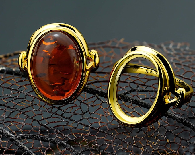 Silver Ring Blank 13x18 mm, Bezel Setting DIY Jewelry, Gold Palted Mounting Base