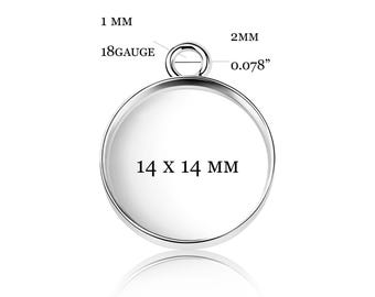 925 Silver Bezel Cup Blank Round 14mm – Setting Blank for DIY Resin Jewelry, Charms, Pendants & Earrings