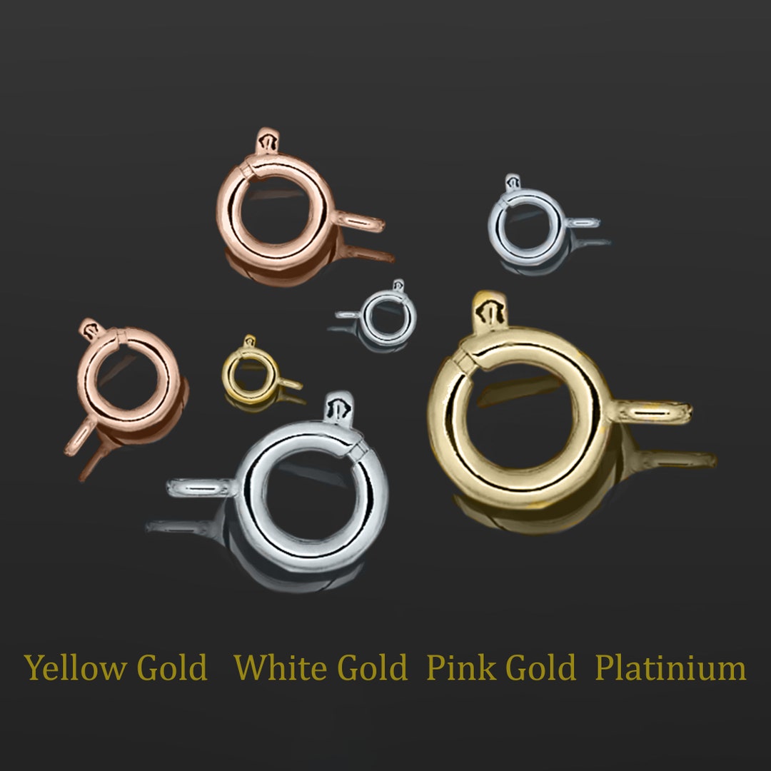 Heavy 14K 18K Gold Spring Ring Clasp, White, Yellow, Pink Gold ...