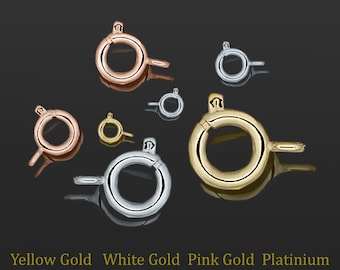 Gold Spring Rings Closed Top, Solid Yellow Gold, White Gold, Pink Gold, Platinum, 14K and 18K