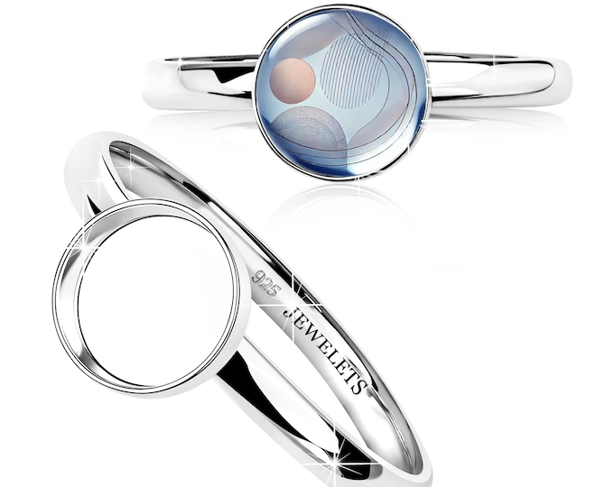 925 Sterling Silver 8 mm Round Bezel Cup Ring Blank Base | Fine Jewelry Setting for Keepsake & Resin Art