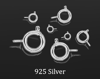 925 Silver Seamless Spring Ring with Open Jump Ring, Heavy Weight