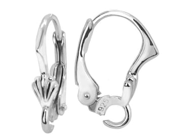 Sterling Silver Lever Back Pair, Shell Decorative Element DIY Earrings