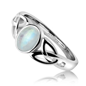 925 Silver Ring with Genuine Rainbow Moonstone, Labradorite, Amethyst, Lapis Lazuli, Rose Quartz, Opal lab , Oval 7x5 mm, Rhodium Plated