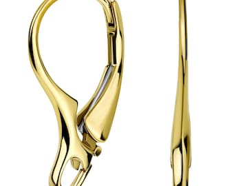 14K Solid Gold Leverback Earrings – 18 × 10 mm Fine Jewelry Lever Back Findings – 1 Pair for DIY Jewelry Making & Earring Repair