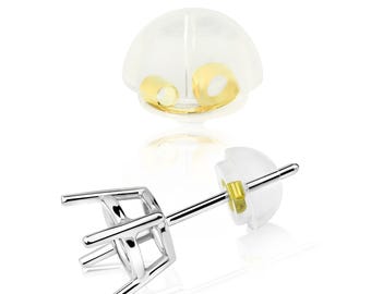 14K Gold One Pair Friction Ear Nut, Earring Back with Silicone Cover – Comfortable & Hypoallergenic