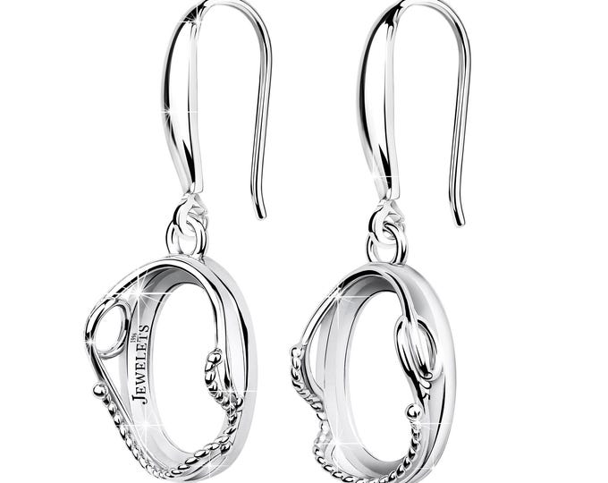 925 Sterling Silver Earring Blanks – 10x14 mm Decorative Bezel Settings – Flexible Cabochon Mounts – Rhodium Plated DIY Earrings Base