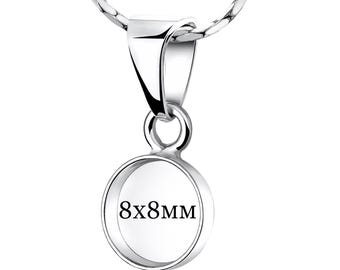 925 Silver Round 8mm Bezel Cup Dangle Pendant – DIY Memory Jewelry, Breast Milk Keepsake, Resin Art Setting