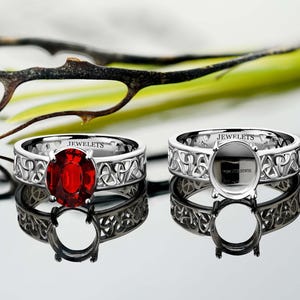 Sterling Silver 8x10 mm Celtic Ring Blank, Oval Prong Setting, DIY Gemstone Ring