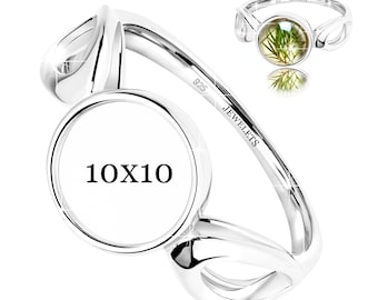 925 Sterling Silver 10 mm Bezel Cup Ring Blank – Solid Cathedral Style Base Mounting – Keepsake & Resin Art Jewelry Setting