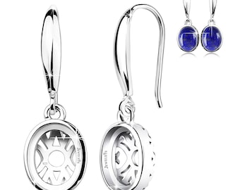 Silver Earrings Blank Pair – 8×10 mm Cabochon Bezel Setting Blank Base Rhodium Plated
