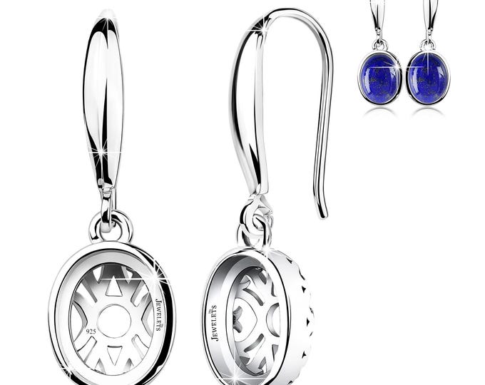 Silver Earrings Blank Pair – 8×10 mm Cabochon Bezel Setting Blank Base Rhodium Plated