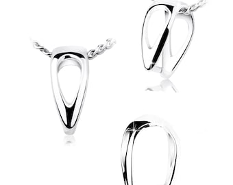 Sterling Silver Pendant Holder Pinch Bail – Height 10 mm, Width 6 mm, Front 4 mm | 925 Silver Jewelry Finding for DIY Pendants & Charms