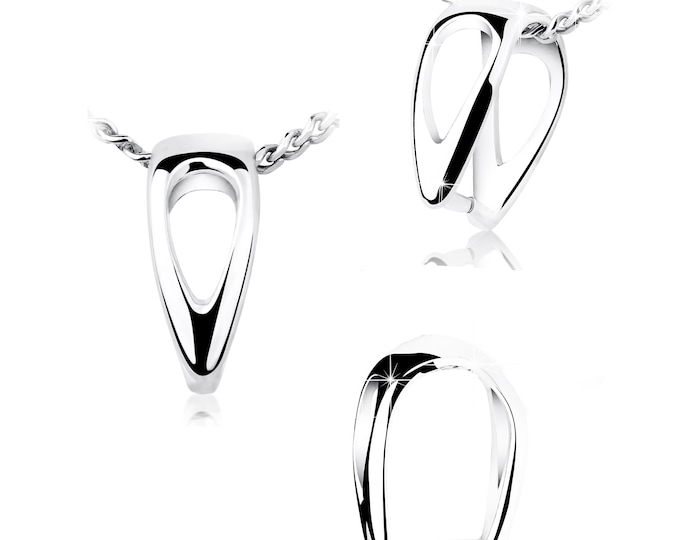 Sterling Silver Pendant Holder Pinch Bail – Height 10 mm, Width 6 mm, Front 4 mm | 925 Silver Jewelry Finding for DIY Pendants & Charms