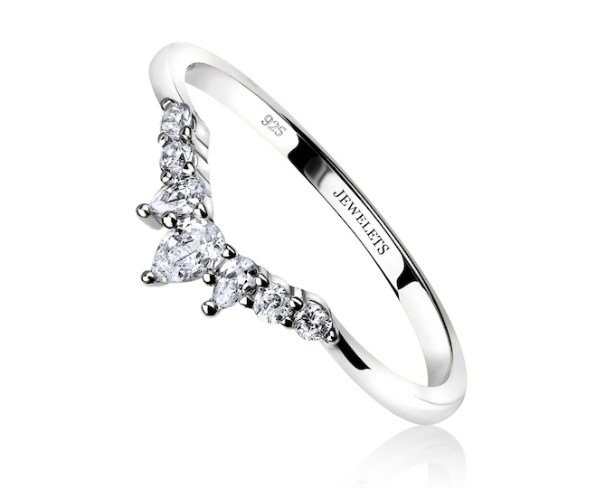 925 Silver Crown Ring Band – 7 AAA Cubic Zirconia | Rhodium Plated Stackable Fine Jewelry