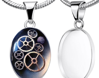 925 Silver 13x18mm Oval Bezel Cup Dangle Pendant – DIY Memory Jewelry, Breast Milk Keepsake, Resin Art Setting