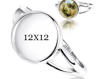 12 mm Bezel Cup Pendant Blank – 925 Sterling Silver Rhodium Plated – Round Cabochon Base Setting for Gemstones, Resin & Glass DIY Jewelry