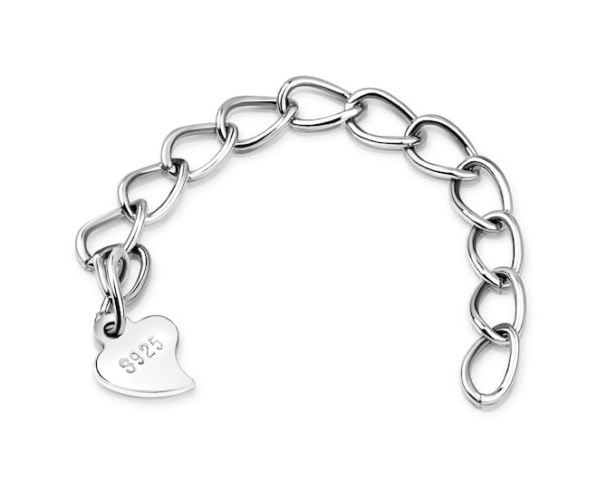 925 Silver Extension Chain – 5.6cm Rhodium Plated Extender for Necklaces & Bracelets | Includes Split Ring for Strong Connection, Adjustable