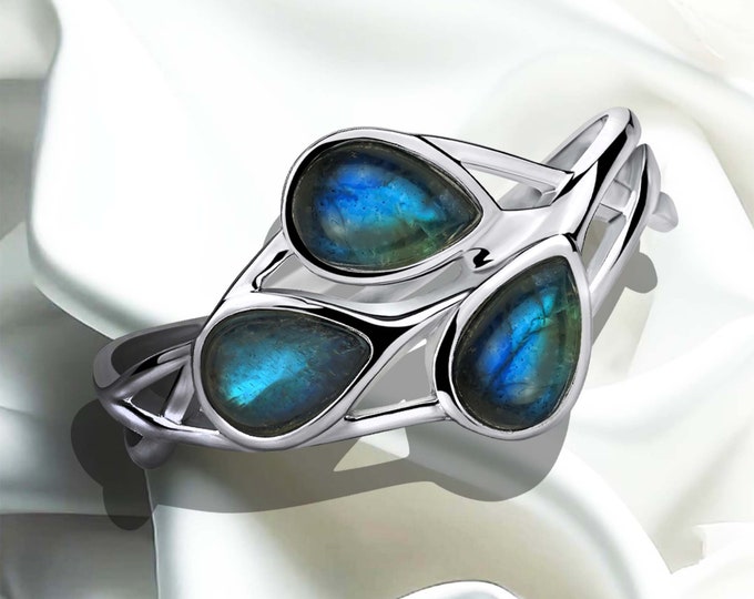 925 Multistones Silver ring with Moonstone, Lapis Lazuli, Tiger Eye, Black Onyx , Rose Quartz Stones: Pear 6x4 mm