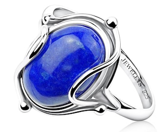 Lapis Lazuli Ring 925 Sterling Silver Vintage Oval 10x14mm Bezel Setting – Handmade Boho Statement Jewelry for Women
