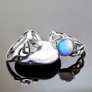 Silver Ring Blank 10x8 mm Celtic Theme 925 Sterling Rhodium Plated Bezel Setting Mounting