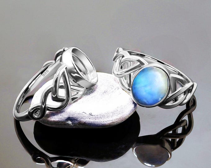 Silver Ring Blank 10x8 mm Celtic Theme 925 Rhodium Plated Bezel Setting Mounting