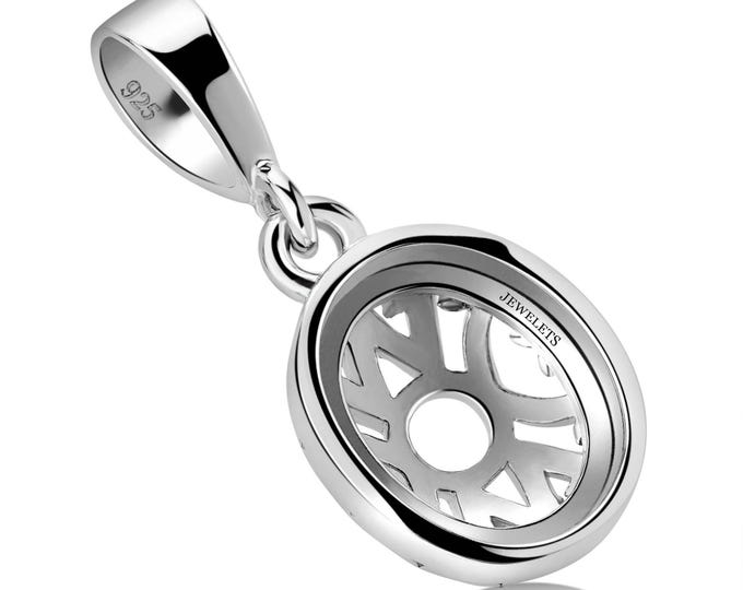 925 Silver Pendant Blank – 8x10 mm Rhodium Plated Bezel Setting – Half-Ball Back Design