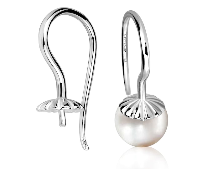 Sterling 925 Silver Ear Hook Pair, Earring Pinch Hook, Gemstone or Crystal, Pearls Ear Hook Blank, DIY Earring
