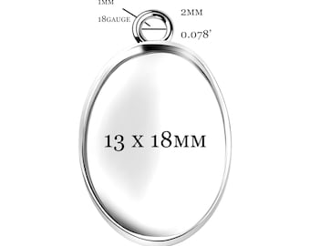 925 Silver Bezel Cup 13x18mm Blank– Oval Setting for DIY Resin Jewelry & Keepsake Creations Without Bail
