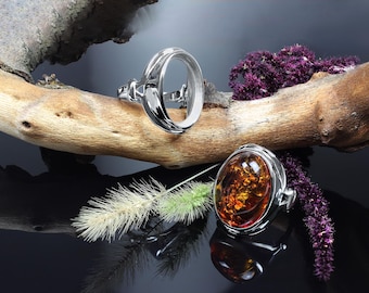 Silver Ring Blank 13x18 mm Bezel Setting DIY Fine Jewelry Mounting Base