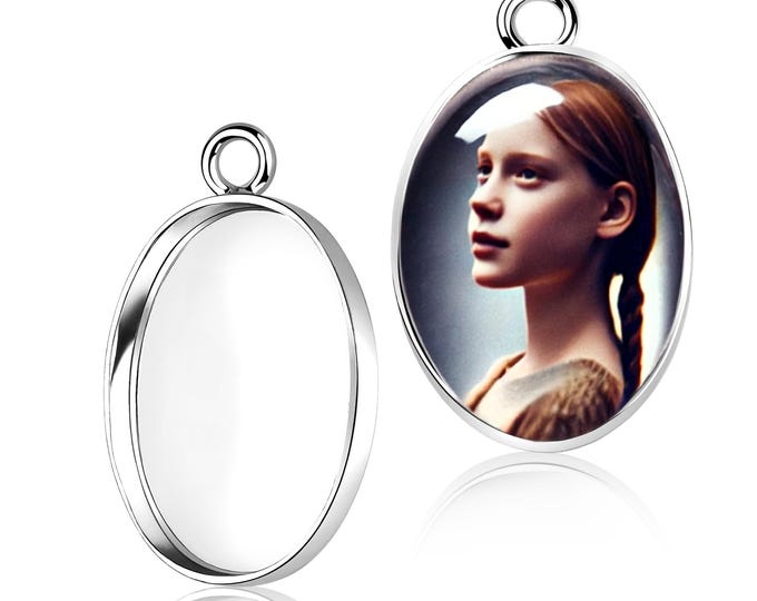 925 Silver Bezel Cup 13x18mm – Oval Setting for DIY Resin Jewelry & Keepsake Creations Without Bail