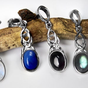 Gemstones Pendant with Labradorite, Lapis Lazuli, Black Onyx and Rainbow Moonstone, Silver 925