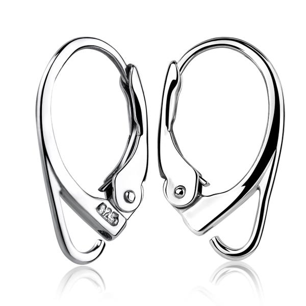 Sterling Silver 925 Leverback Earring Closures: 1 Pair | DIY Fine Jewelry Making & Repair Findings | Hypoallergenic