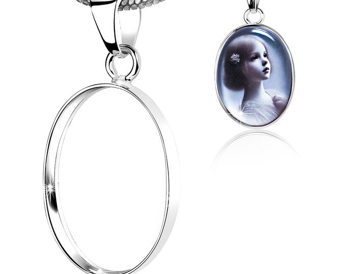 Sterling Silver Pendant Blank – 20x15 mm Bezel Cup | DIY & Keepsake Jewelry Base | Fine Silver Mount for Resin or Cabochon