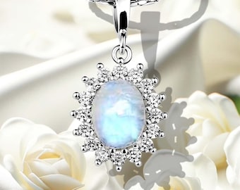 Moonstone Coral Labradorite Pendant Silver Fine Jewelry Gemstone