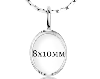 925 Silver 8x10mm Bezel Cup Pendant – DIY Resin Jewelry Base, Keepsake Setting for Charms & Pendants