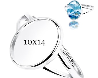 Bezel Cup 10x14 mm 925 Sterling Silver Jewelry Ring Blank – Cabochon Mount Base