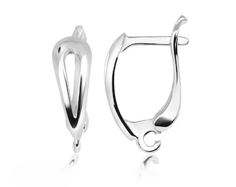 Solid Silver Lever Back Earrings – 1 Pair with Front Loop Decorative Element | DIY Jewelry Making Crafting Supplies