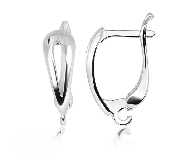 Solid Silver Lever Back Earrings – 1 Pair with Front Loop Decorative Element | DIY Jewelry Making Crafting Supplies