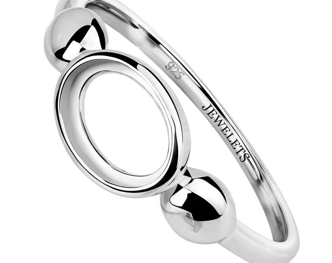 925 Silver Ring Blank 6x8 mm Bezel Setting – Rhodium Plated Signet Style Base – Oval Cabochon Mount – DIY Jewelry Making Component