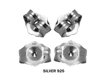 Sterling Silver Ear Nuts – 925 Friction Backs for Stud Earrings | 1 Pair, 5.7mm Diameter Earring Backs
