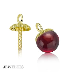14K Solid Gold Bail with Pin – Pendant Cup & Earring Holder for Charms, 1 Piece