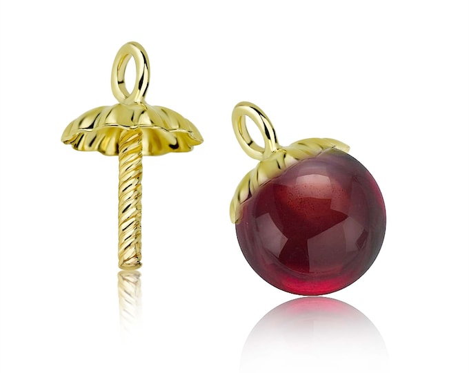 14K Solid Gold Bail with Pin – Pendant Cup & Earring Holder for Charms, 1 Piece