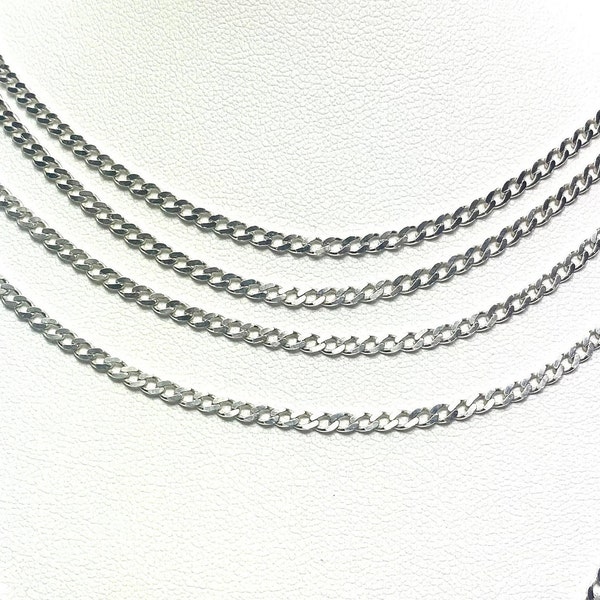 925 Sterling Silver Curb Chain, 1mm,  2mm, 3mm Curb Link Chain Necklace, Silver Choker, Sterling Necklaces,